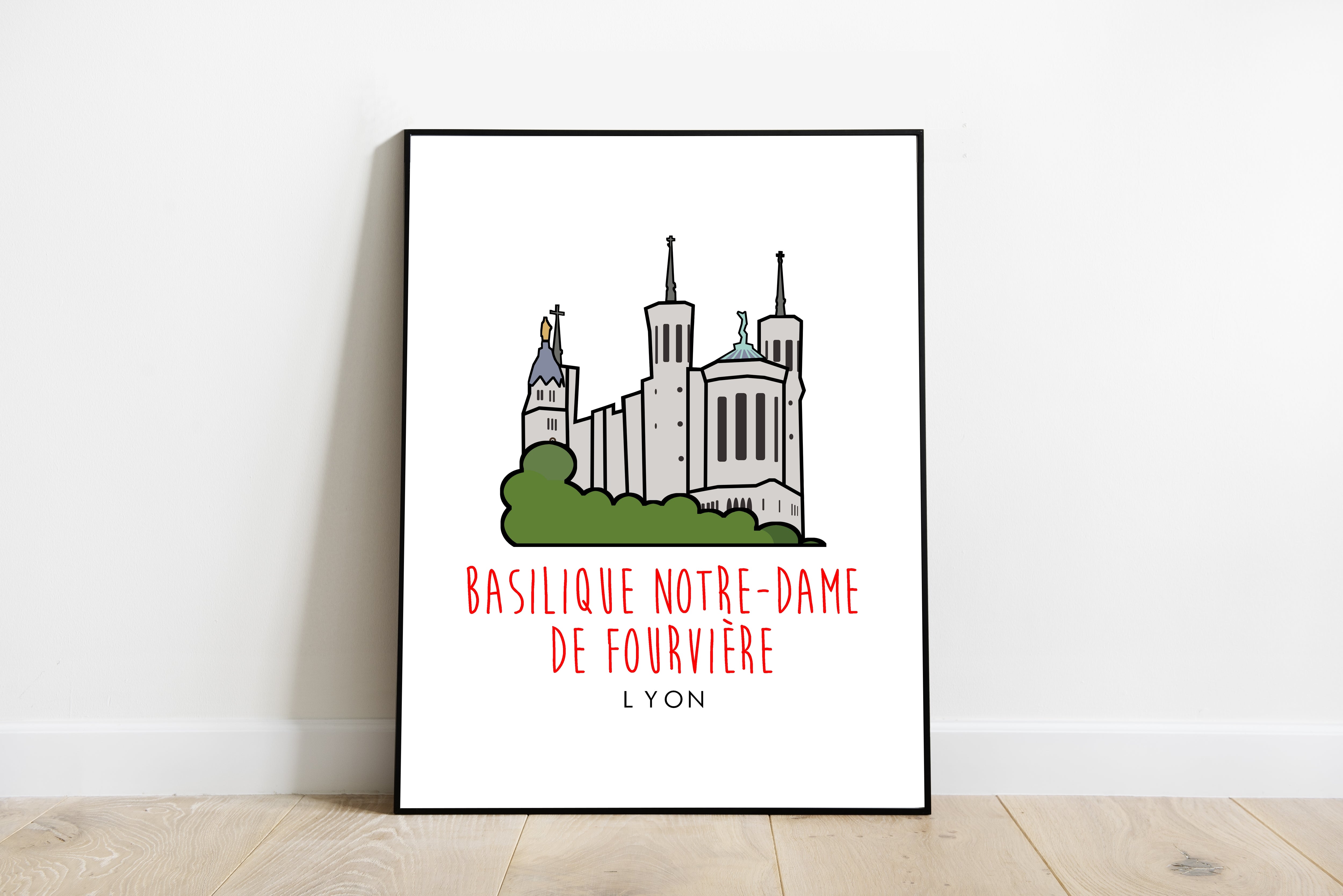 Tableau Sur Toile Basilique Notre-Dame De Fourvière Lyon Avec Saône - Poster Murale Élégante Et Inspirante Pour Salon