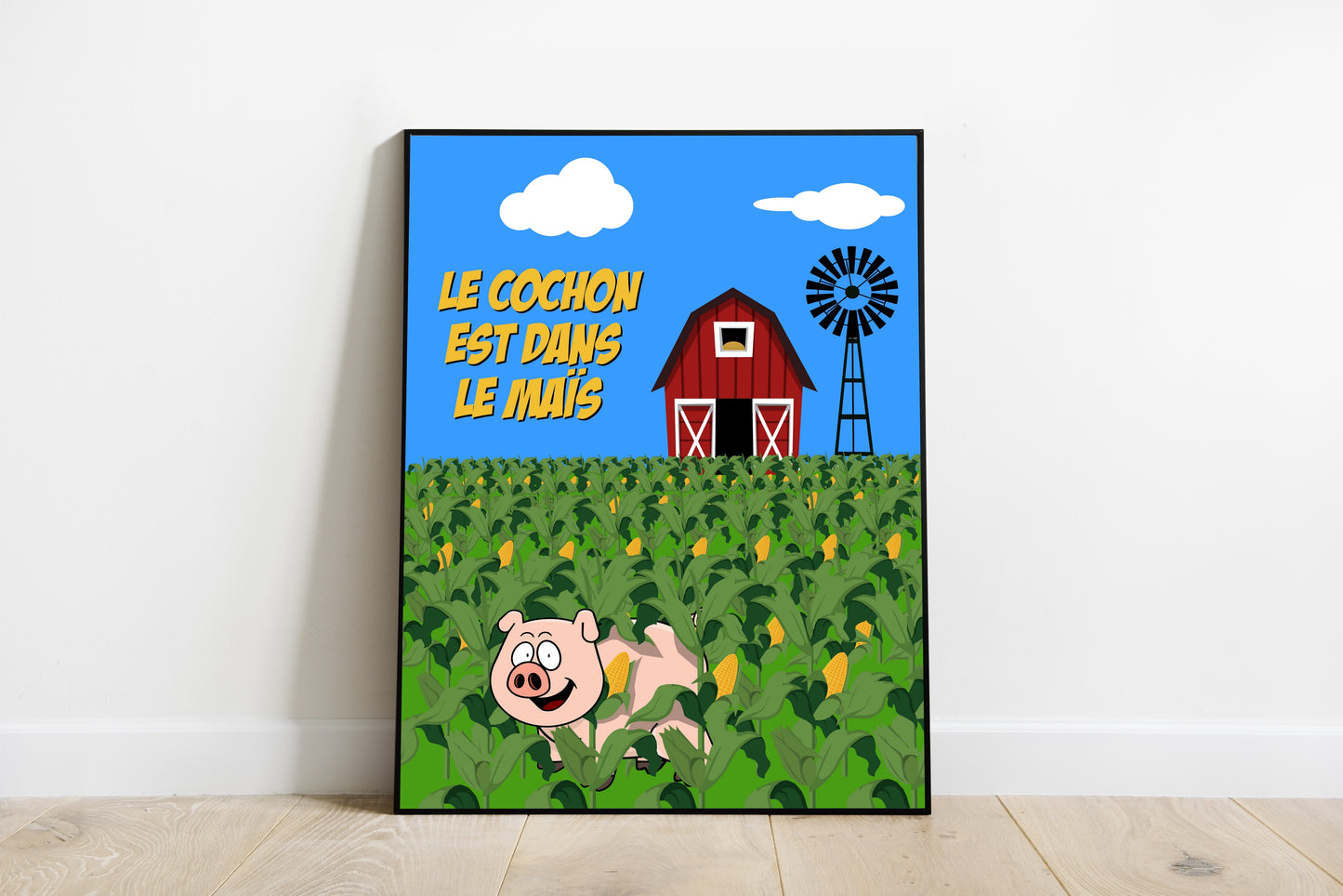 Le cochon est dans le maïs