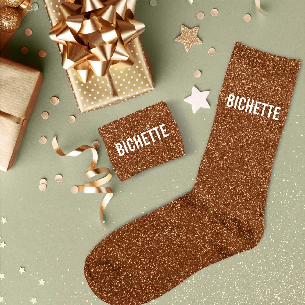Chaussettes paillettes bichette brique