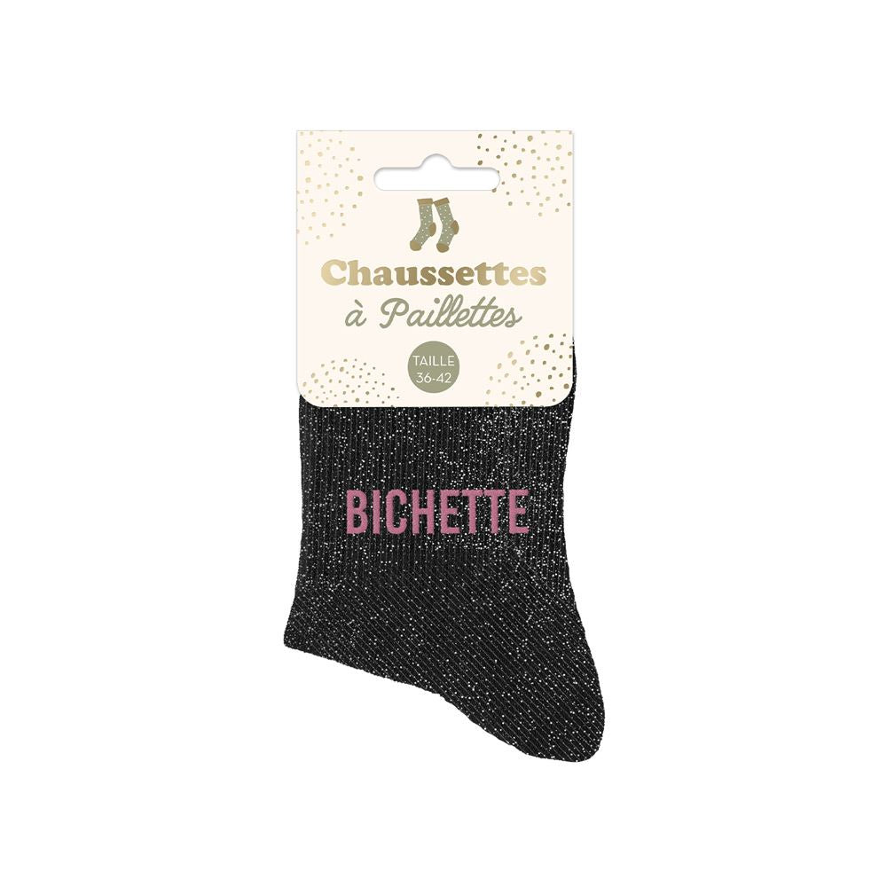 Chaussettes paillettes bichette noir