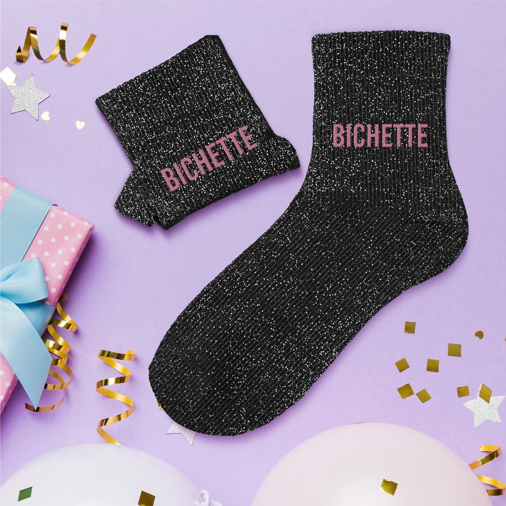 Chaussettes paillettes bichette noir