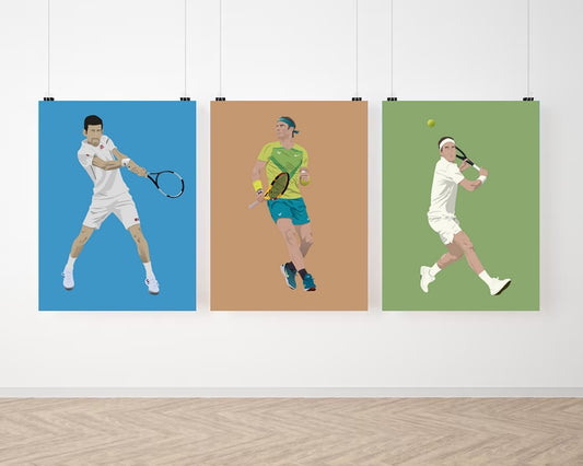 Lot de 3 affiches Nadal - Djokovic - Federer