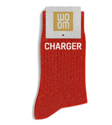 Chaussettes paillettes Charger rouge