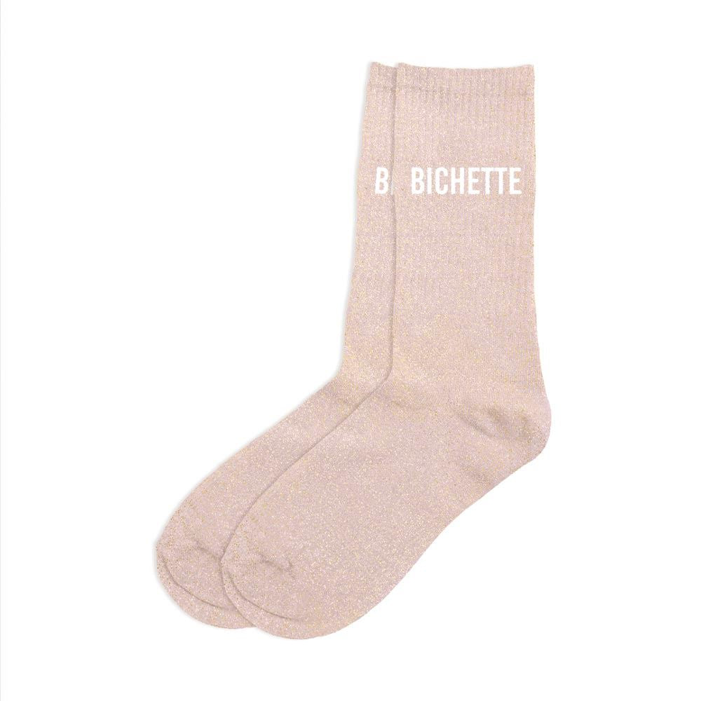 Chaussettes paillettes bichette rose