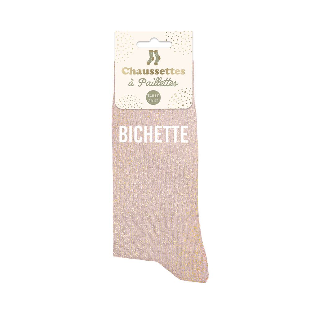 Chaussettes paillettes bichette rose