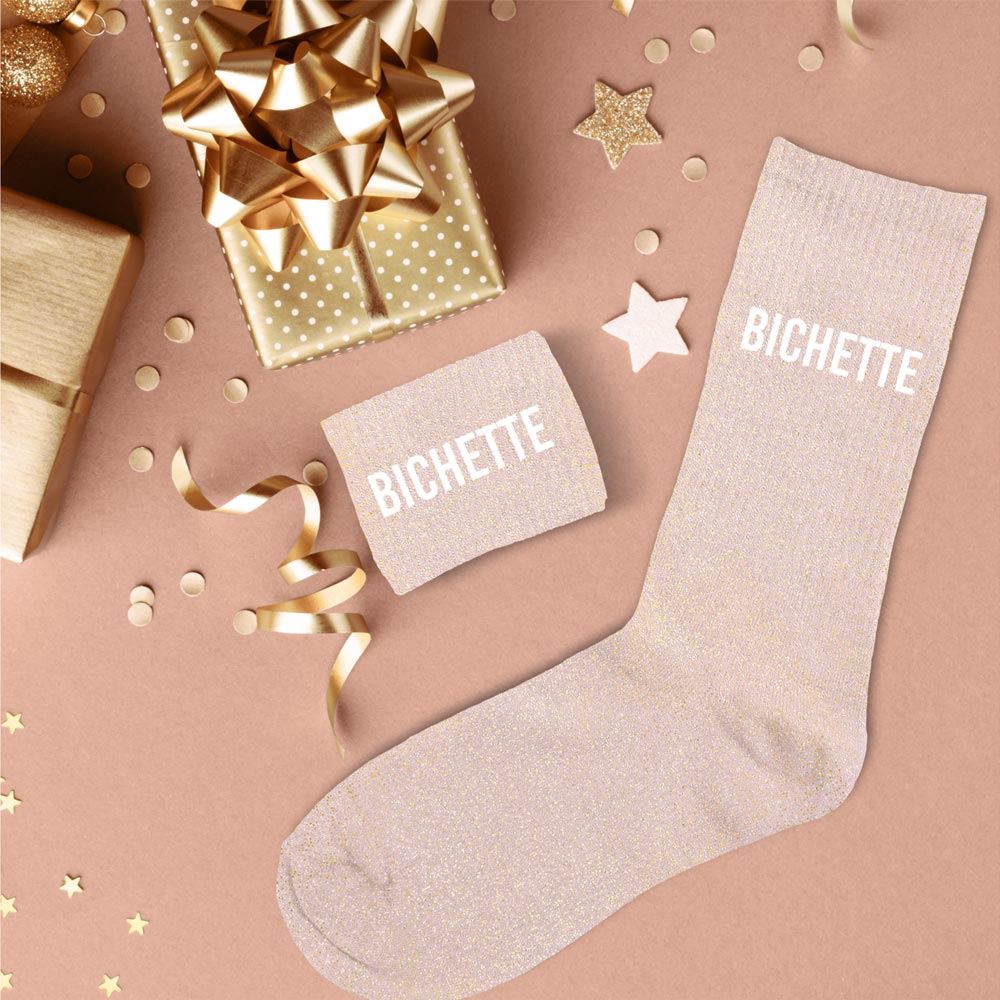Chaussettes paillettes bichette rose