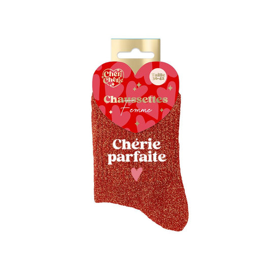 Chaussettes paillettes cherie parfaite saint valentin