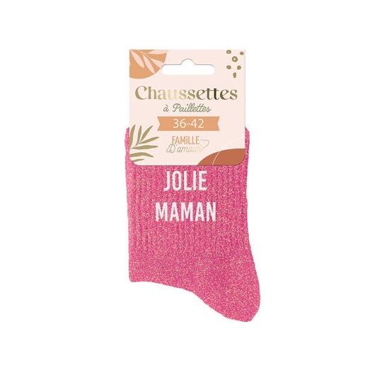 Chaussettes paillettes jolie maman