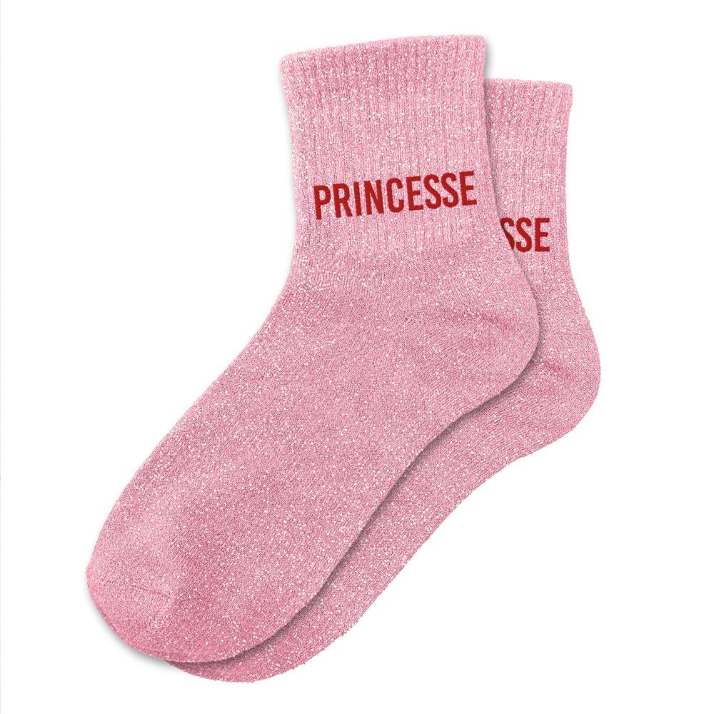 Chaussettes paillettes princesse rose fluo
