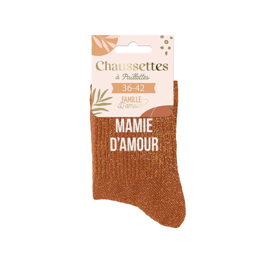 Chaussettes paillettes mamie d amour brique