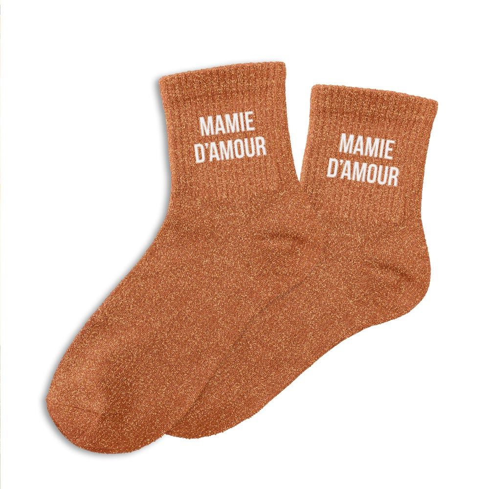 Chaussettes paillettes mamie d amour brique